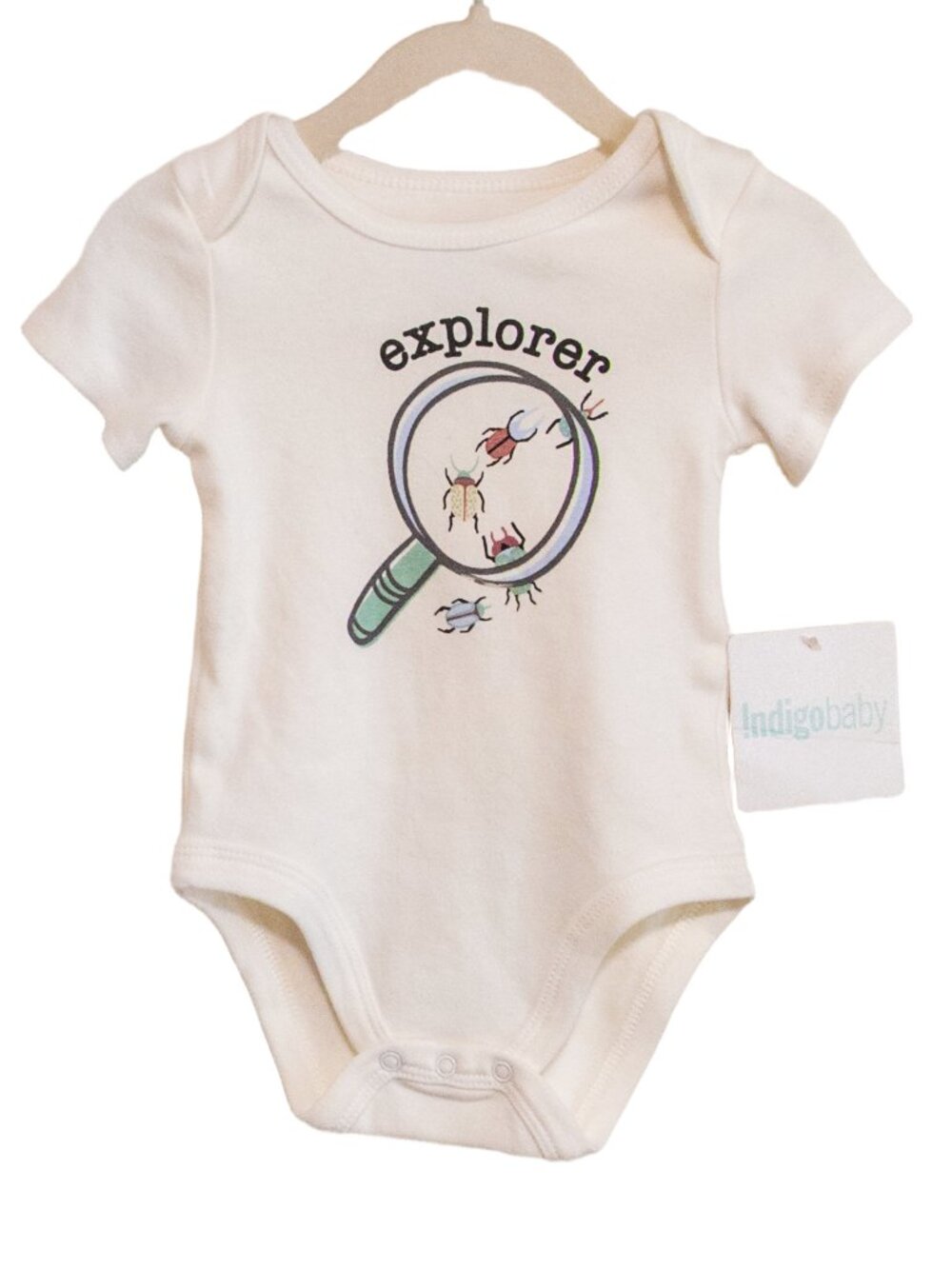 Indigo Baby Organic Cotton Graphic Onesie Bodysuit Explorer Bugs 3-6 Months NWT